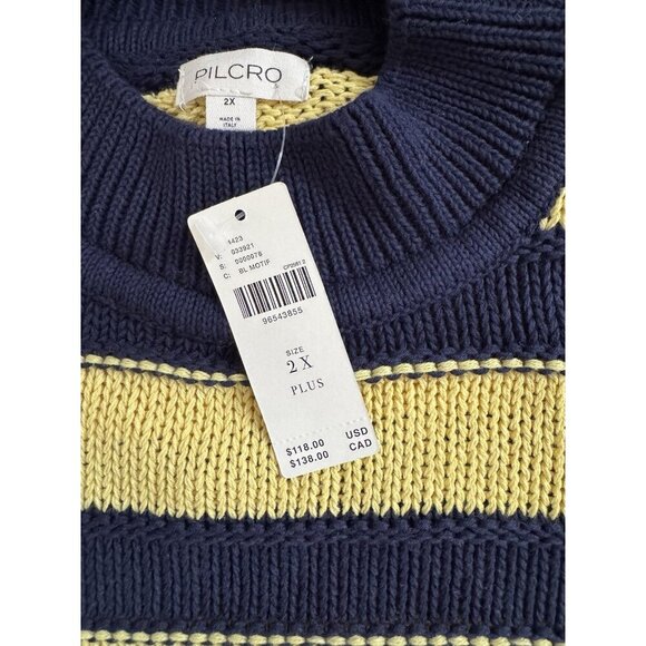 NWT Size 2X - Anthro Striped Cotton Sweater Tee Made in Italy (NWT US$ 118) - Picture 7 of 16